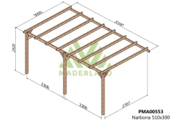 MADERLAND - Pergola en bois adossée - modèle narbonne - 510 x 300 cm