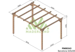 MADERLAND - Pergola en bois autoportante - modèle barcelona - 420 x 300 cm