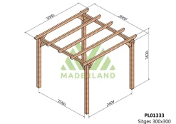 MADERLAND - Pergola en bois autoportante - modèle sitges - 300 x 300 cm