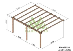 MADERLAND - Pergola en bois adossée - modèle lloret - 510 x 420 cm