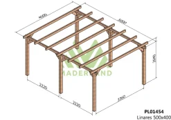 MADERLAND - Pergola en bois autoportante - modèle linares - 500 x 400 cm