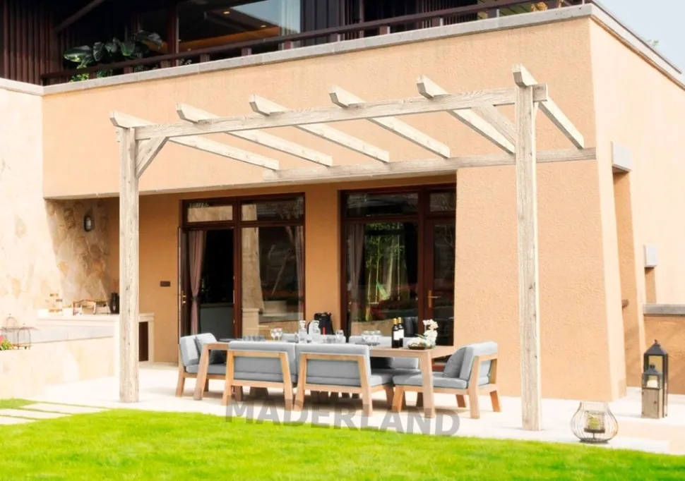 MADERLAND - Pergola en bois adossée - modèle cádiz - 500 x 300 cm