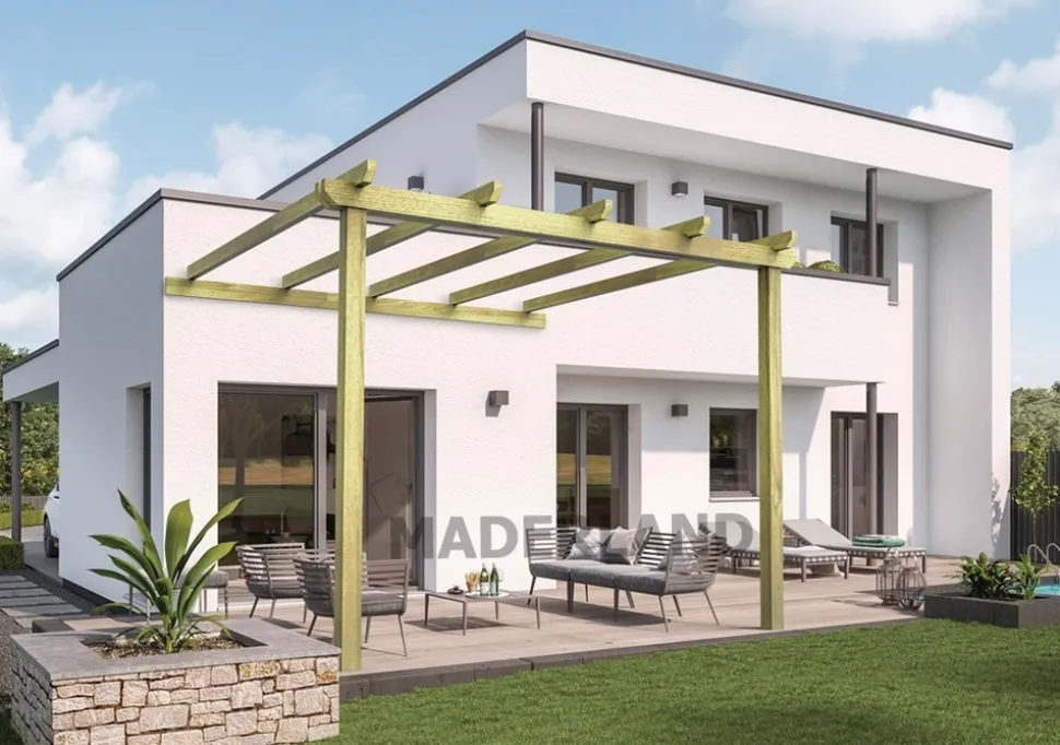 MADERLAND - Pergola en bois adossée - modèle lloret - 420 x 420 cm
