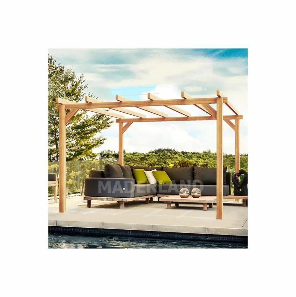 MADERLAND - Pergola en bois lamellé-collé linares 400 x 300 cm