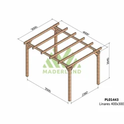 MADERLAND - Pergola en bois lamellé-collé linares 400 x 300 cm