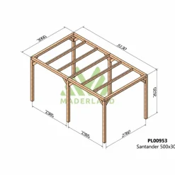 MADERLAND - Pergola en bois lamellé-collé santander 500 x 300 cm