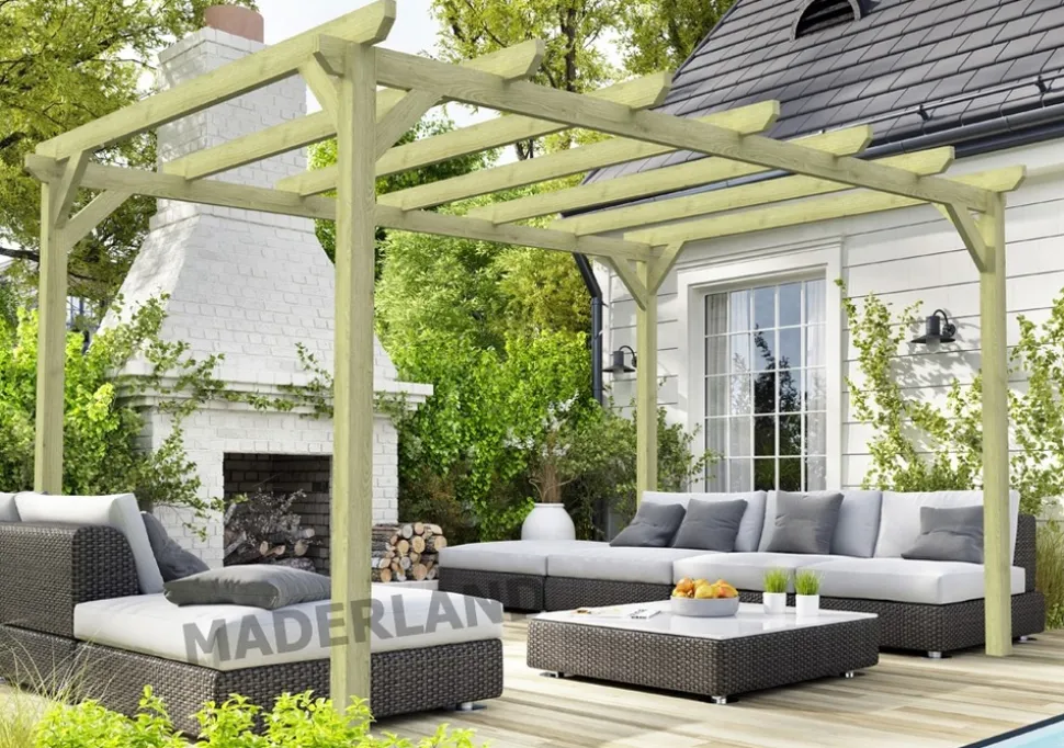 MADERLAND - Pergola en bois autoportante - modèle cambados - 600 x 300 cm