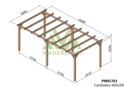 MADERLAND - Pergola en bois autoportante - modèle cambados - 600 x 300 cm