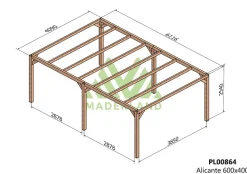 MADERLAND - Pergola en bois autoportante - modèle alicante - 600 x 400 cm