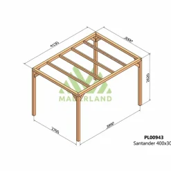 MADERLAND - Pergola en bois lamellé-collé santander 400 x 300 cm