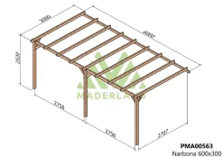 MADERLAND - Pergola en bois adossée - modèle narbonne - 600 x 300 cm