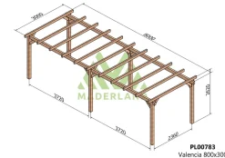 MADERLAND - Pergola en bois autoportante - modèle valencia - 800 x 300 cm