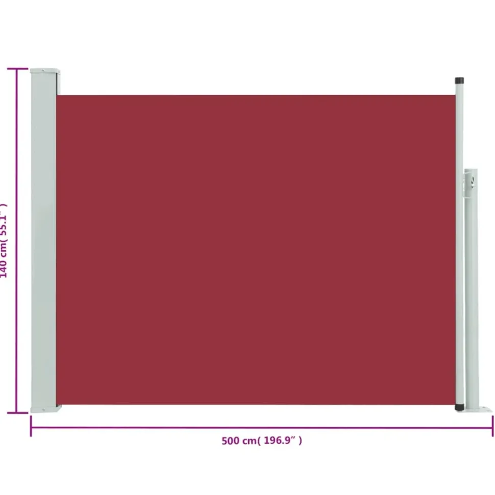 MAISON EXCLUSIVE - Auvent latéral rétractable de patio 140x500 cm rouge