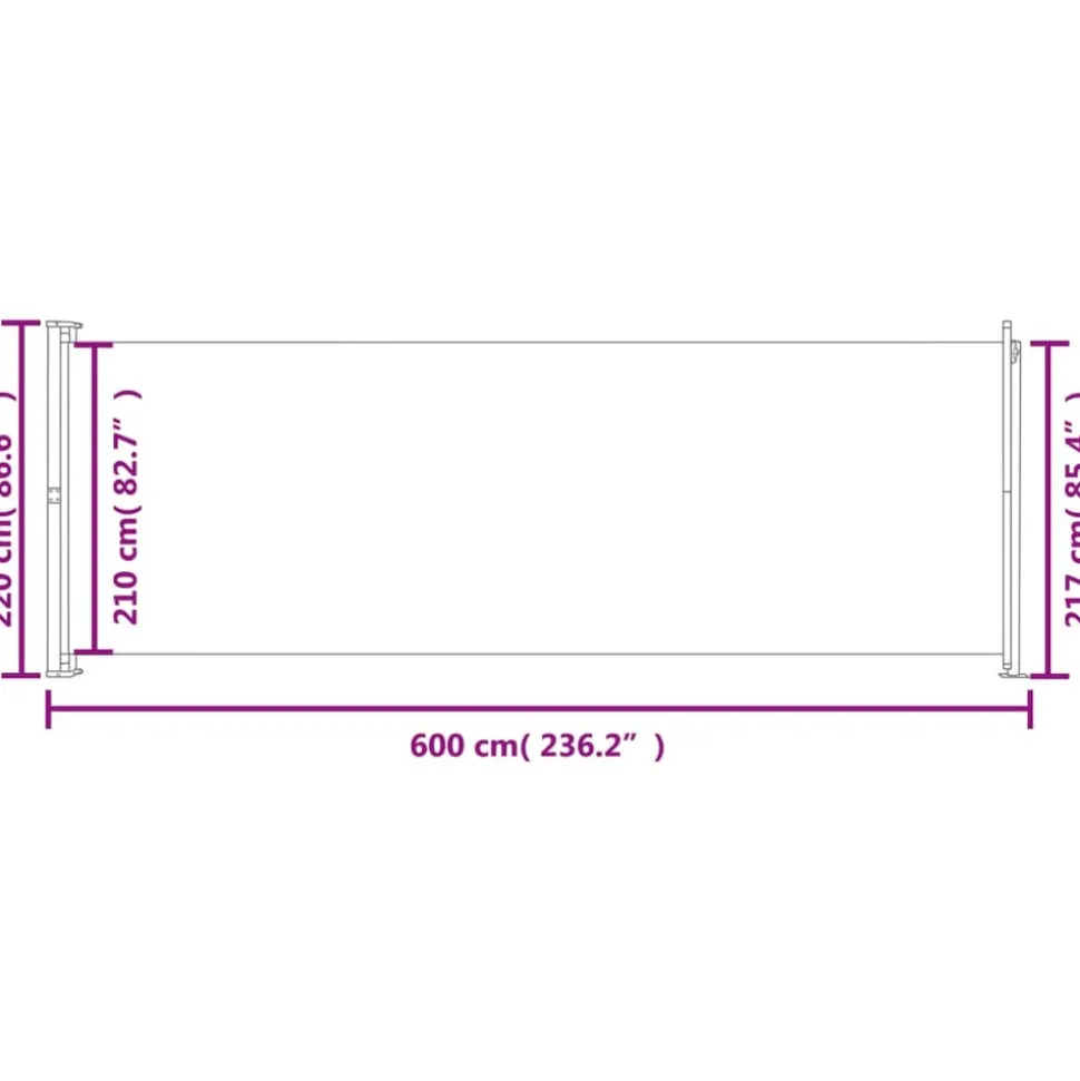 MAISON EXCLUSIVE - Auvent latéral rétractable de patio 220x600 cm rouge