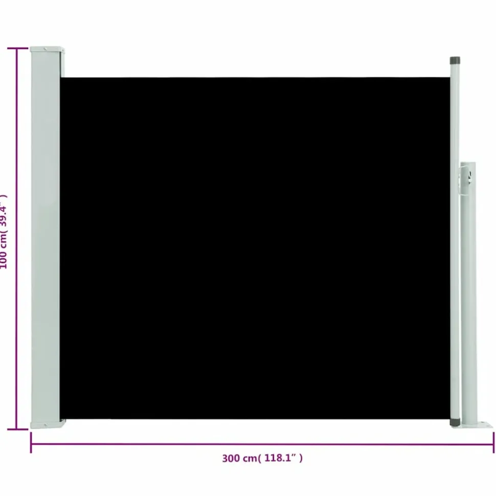 MAISON EXCLUSIVE - Auvent latéral rétractable de patio 100x300 cm noir