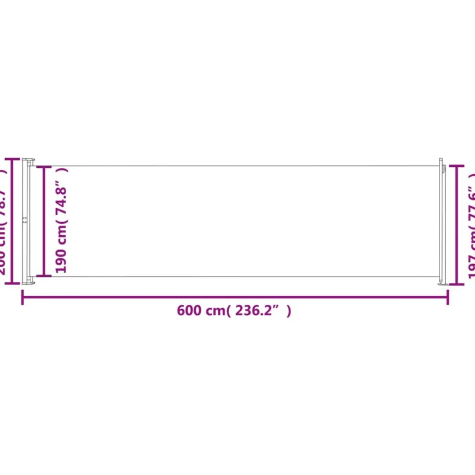 MAISON EXCLUSIVE - Auvent latéral rétractable de patio 200x600 cm rouge