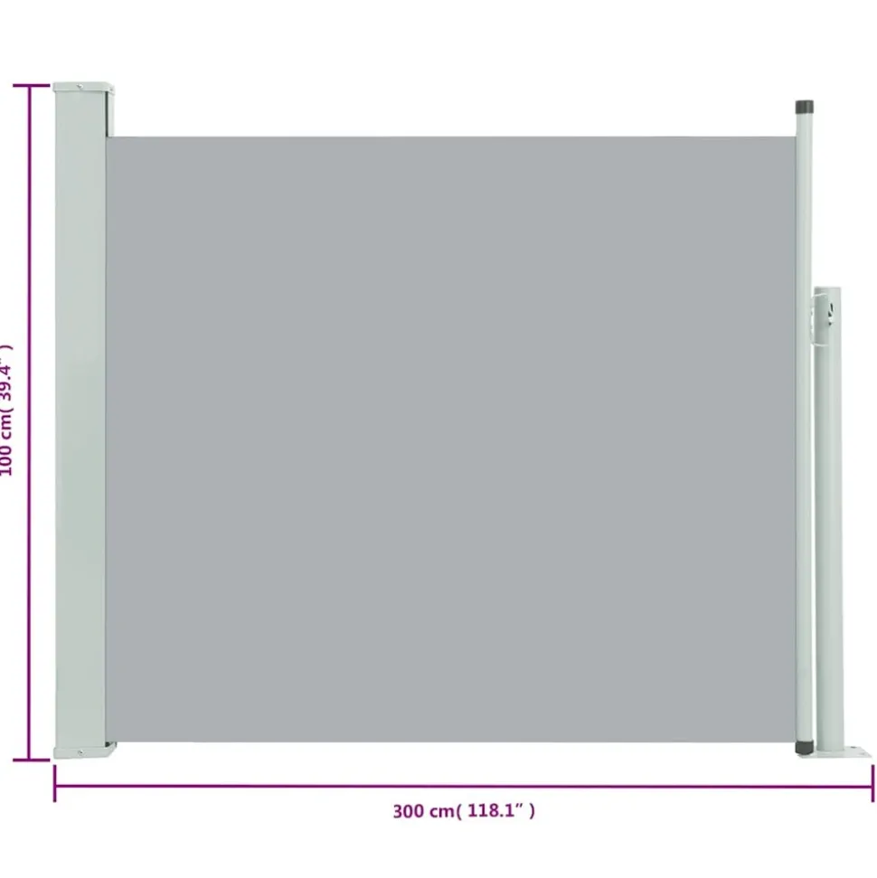 MAISON EXCLUSIVE - Auvent latéral rétractable de patio 100x300 cm gris