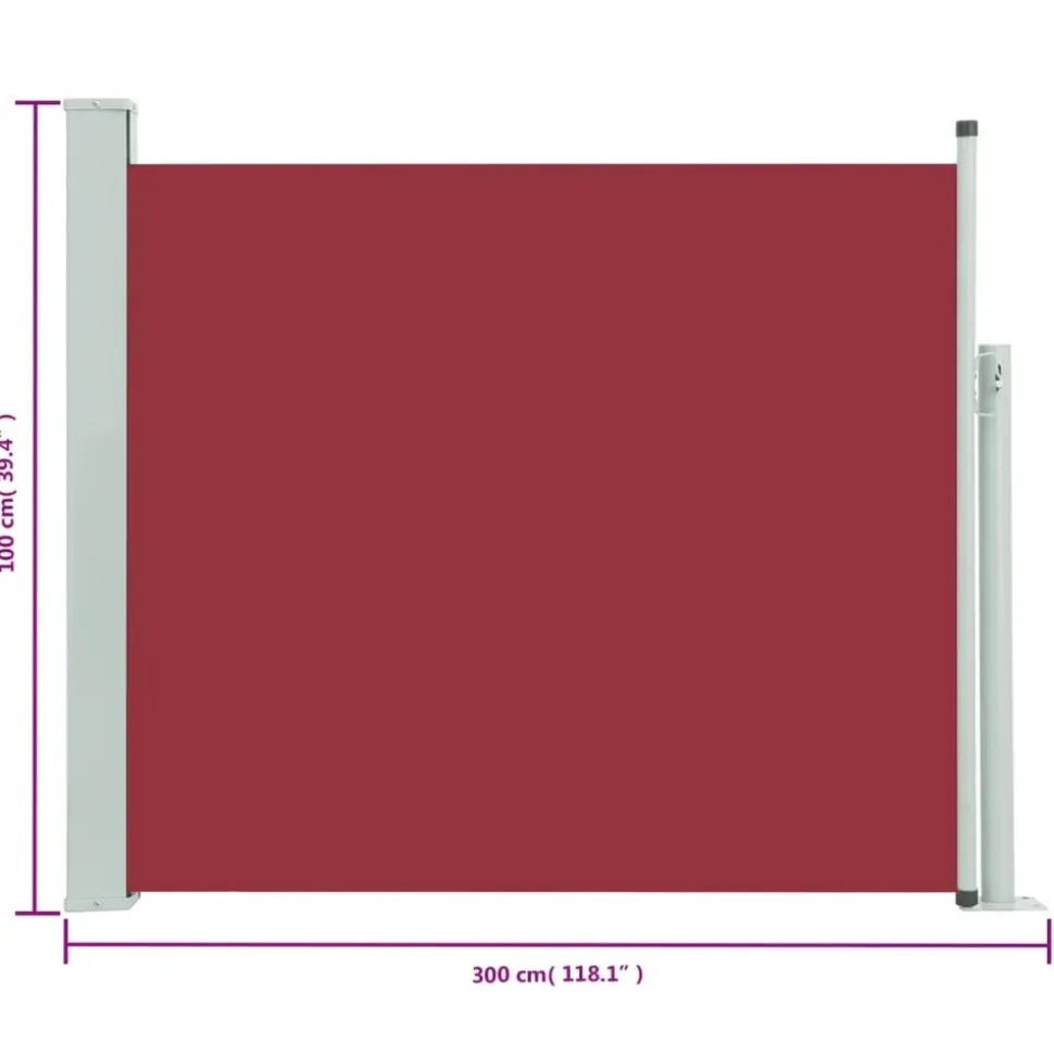 MAISON EXCLUSIVE - Auvent latéral rétractable de patio 100x300 cm rouge