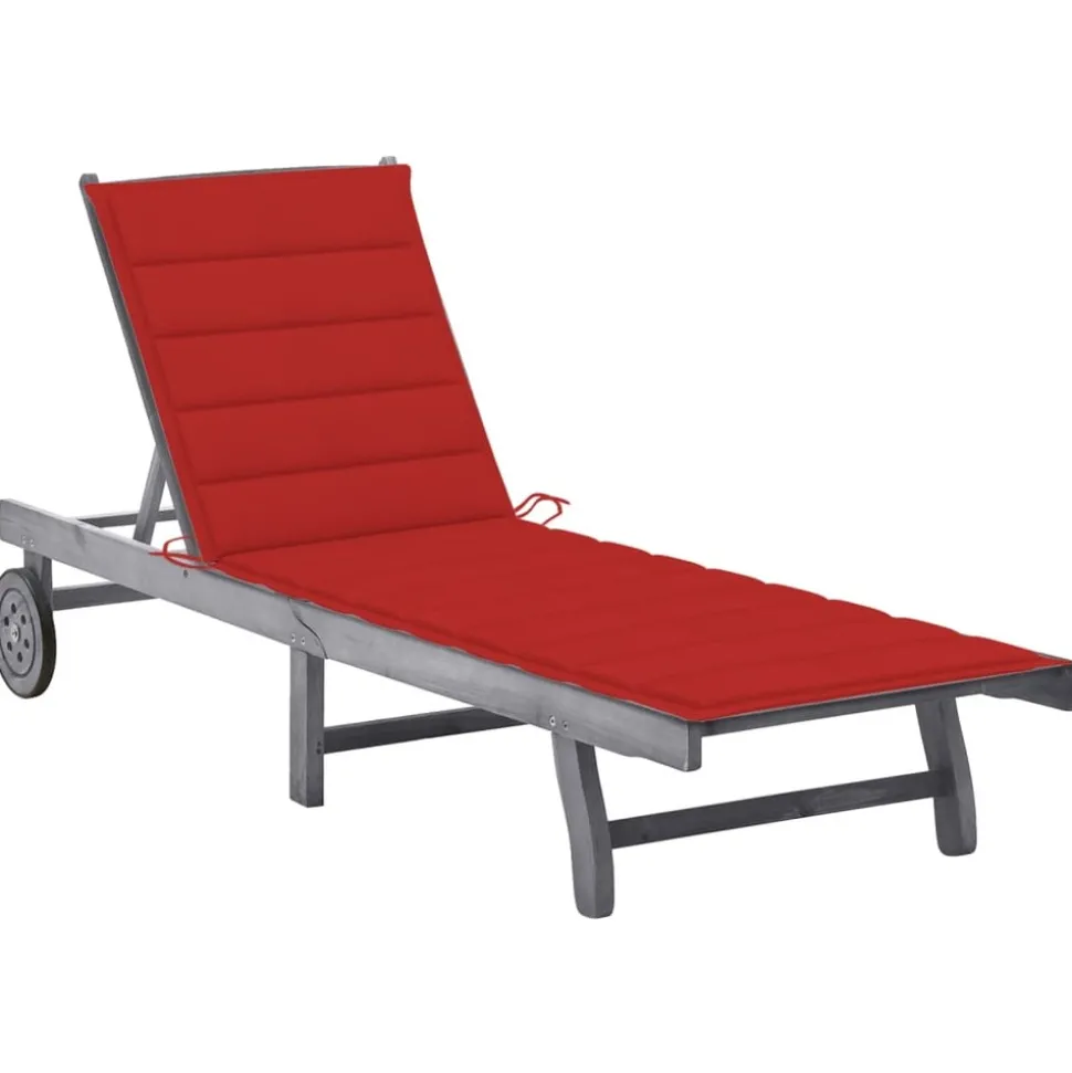 MAISON EXCLUSIVE - Chaise longue de jardin avec coussin gris bois d'acacia solide