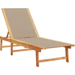 MAISON EXCLUSIVE - Chaise longue taupe bois d'acacia solide et textilène