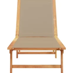 MAISON EXCLUSIVE - Chaise longue taupe bois d'acacia solide et textilène