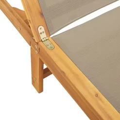 MAISON EXCLUSIVE - Chaise longue taupe bois d'acacia solide et textilène