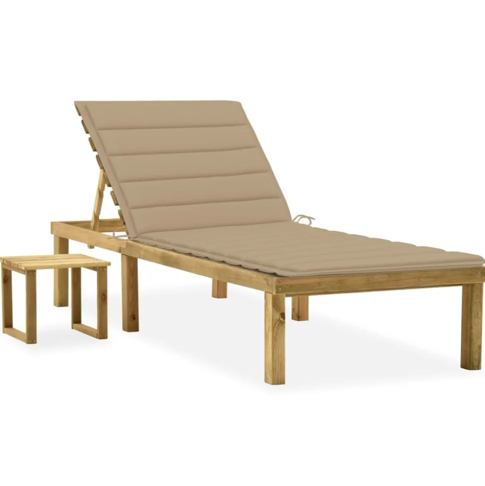 MAISON EXCLUSIVE - Chaise longue de jardin avec table et coussin pin imprégné