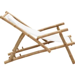 MAISON EXCLUSIVE - Chaise de terrasse bambou et toile blanc crème