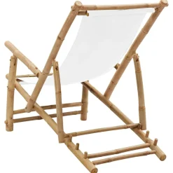 MAISON EXCLUSIVE - Chaise de terrasse bambou et toile blanc crème