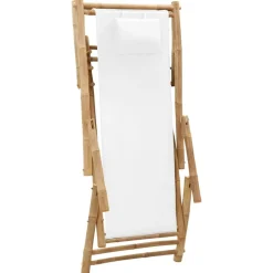 MAISON EXCLUSIVE - Chaise de terrasse bambou et toile blanc crème