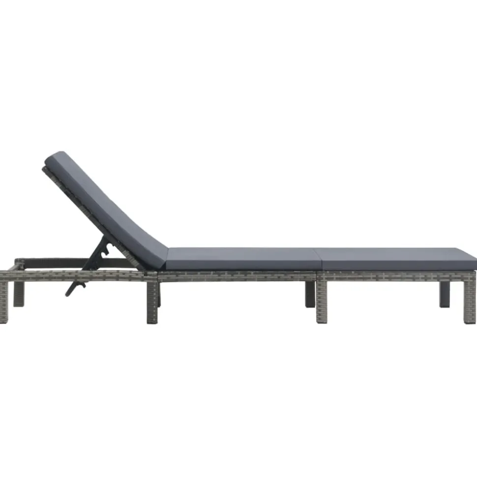 MAISON EXCLUSIVE - Chaise longue avec coussin résine tressée anthracite