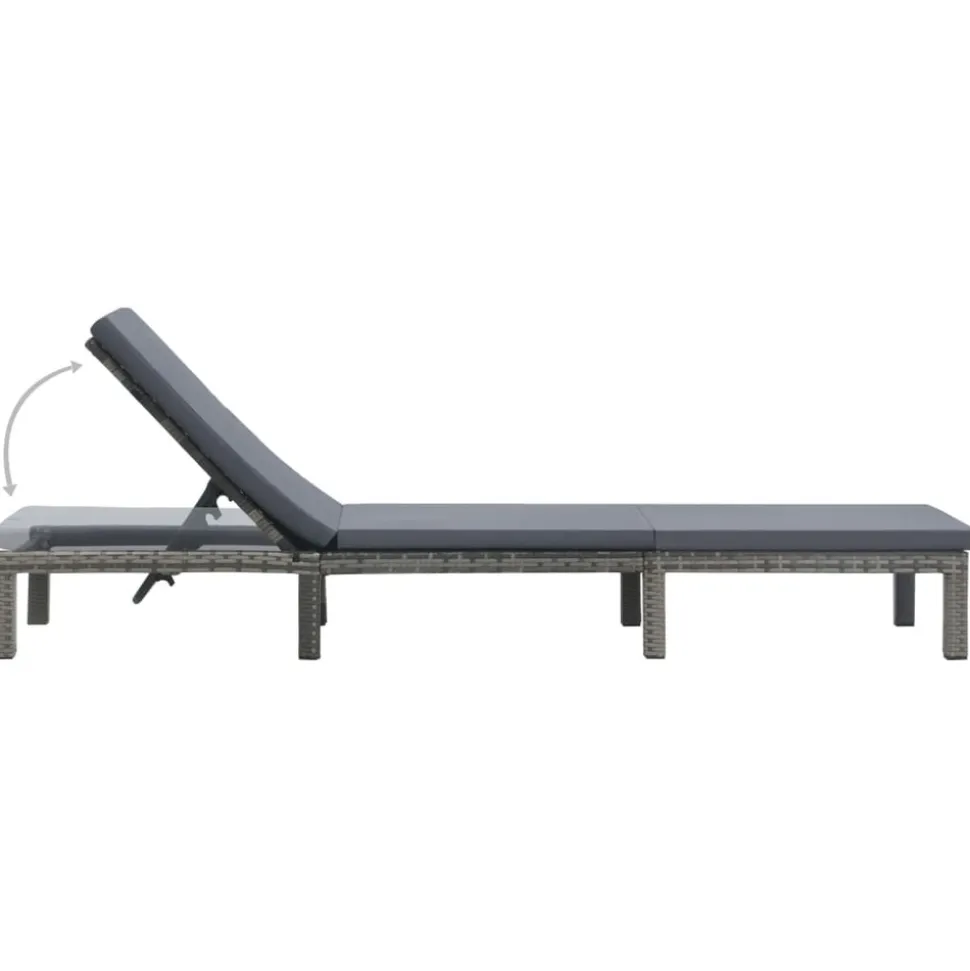 MAISON EXCLUSIVE - Chaise longue avec coussin résine tressée anthracite