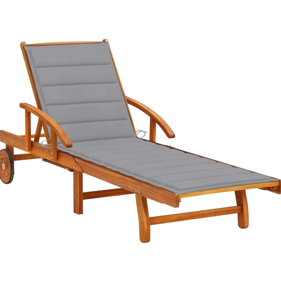 MAISON EXCLUSIVE - Chaise longue de jardin avec coussin bois d'acacia solide