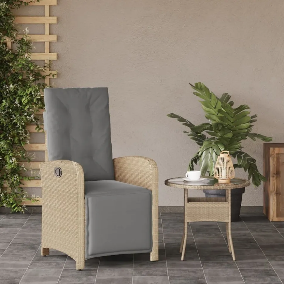 MAISON EXCLUSIVE - Chaise inclinable de jardin et repose-pied mélange beige rotin