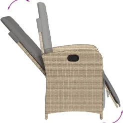 MAISON EXCLUSIVE - Chaise inclinable de jardin et repose-pied mélange beige rotin