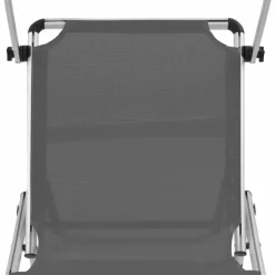 MAISON EXCLUSIVE - Chaise longue pliable avec toit aluminium et textilène gris