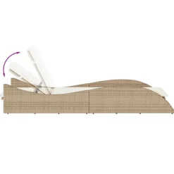 MAISON EXCLUSIVE - Chaise longue avec coussin beige 60x205x73 cm résine tressée
