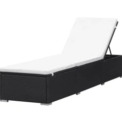 MAISON EXCLUSIVE - Chaise longue avec coussin résine tressée noir