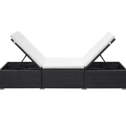MAISON EXCLUSIVE - Chaise longue avec coussin résine tressée noir
