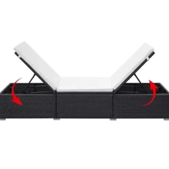 MAISON EXCLUSIVE - Chaise longue avec coussin résine tressée noir