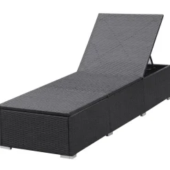 MAISON EXCLUSIVE - Chaise longue avec coussin résine tressée noir