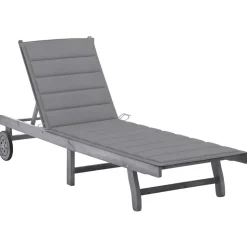 MAISON EXCLUSIVE - Chaise longue de jardin avec coussin gris bois d'acacia solide