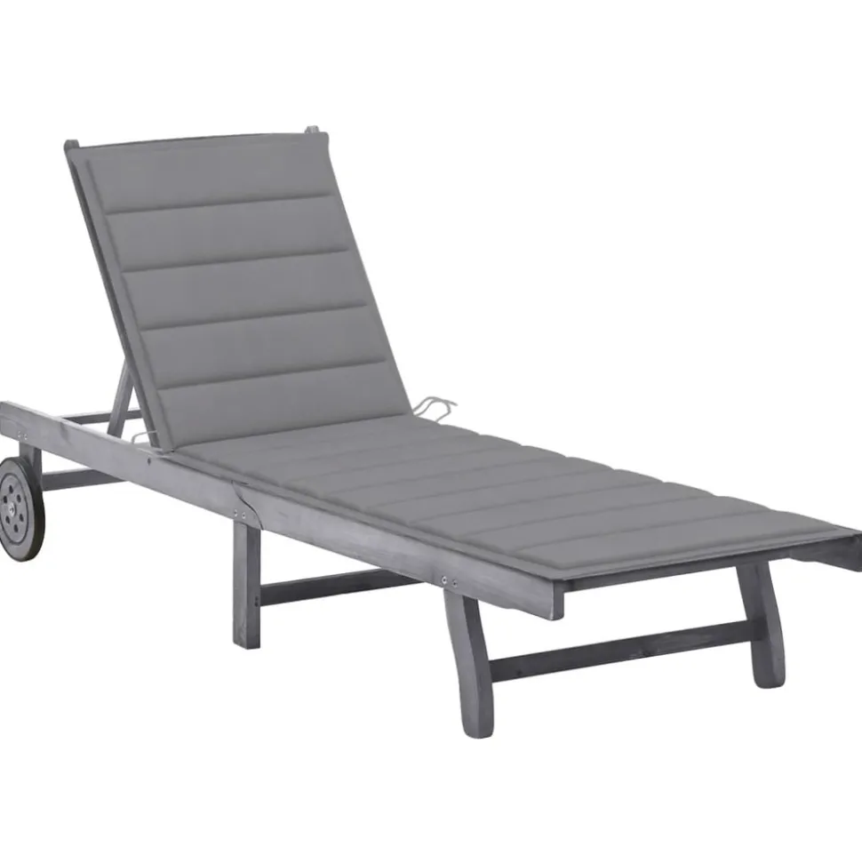 MAISON EXCLUSIVE - Chaise longue de jardin avec coussin gris bois d'acacia solide