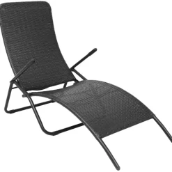 MAISON EXCLUSIVE - Chaise longue pliable résine tressée noir