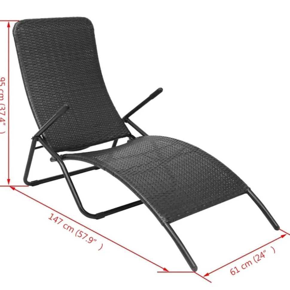 MAISON EXCLUSIVE - Chaise longue pliable résine tressée noir