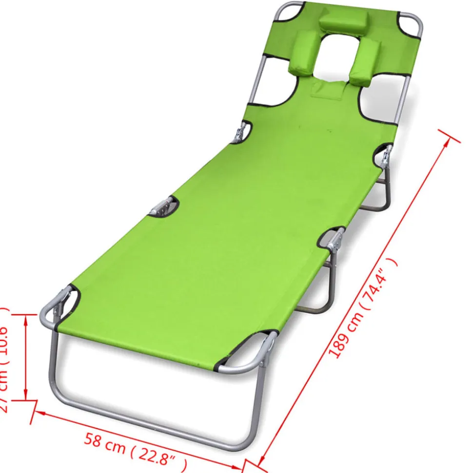 MAISON EXCLUSIVE - Chaise longue avec coussin de tête acier enduit de poudre vert