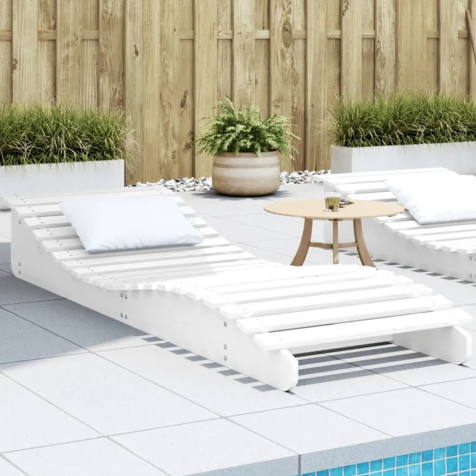 MAISON EXCLUSIVE - Chaise longue blanc 205x70x31,5 cm bois massif de pin