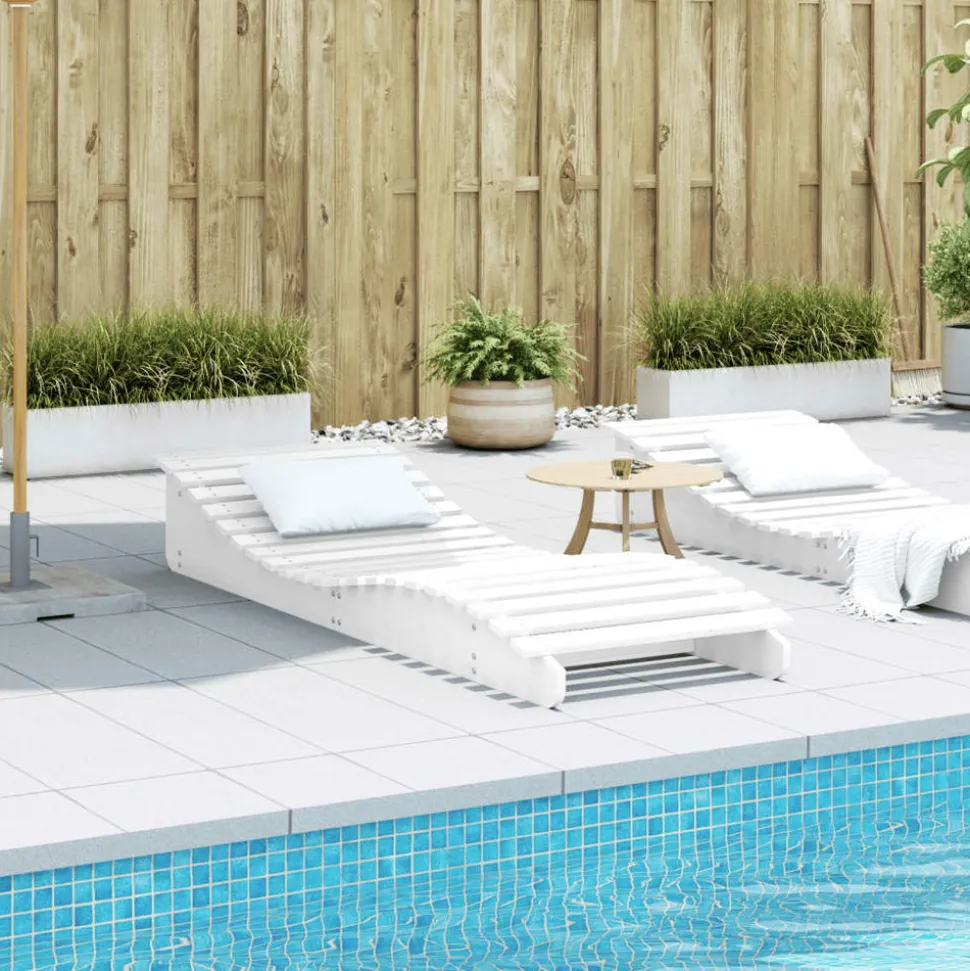 MAISON EXCLUSIVE - Chaise longue blanc 205x70x31,5 cm bois massif de pin