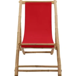 MAISON EXCLUSIVE - Chaise de terrasse bambou et toile rouge