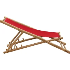MAISON EXCLUSIVE - Chaise de terrasse bambou et toile rouge